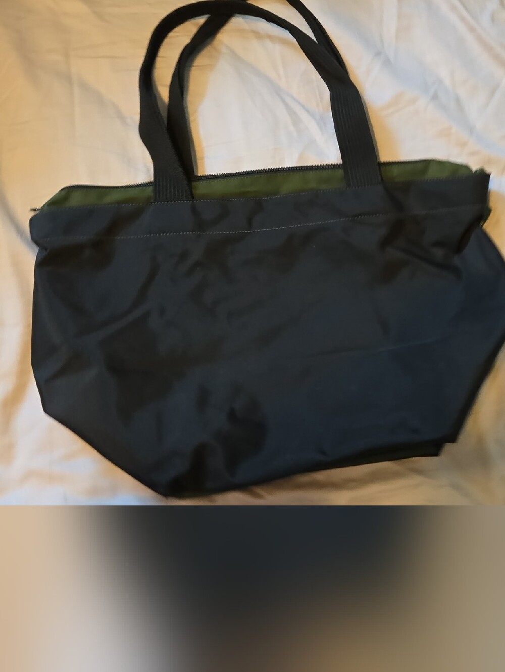 Herve Chapelier Paris- Two-Tone Shoulder Tote, Black And Olive
